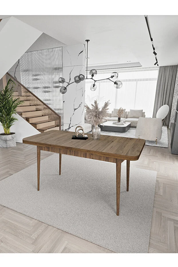 Sümela Açılabilir Tek Masa Barok Ceviz Mutfak Masası Yemek Masası Açılır